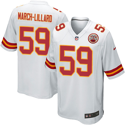 Men's Game Justin March-Lillard Nike Jersey White Road - #59 NFL Kansas City Chiefs